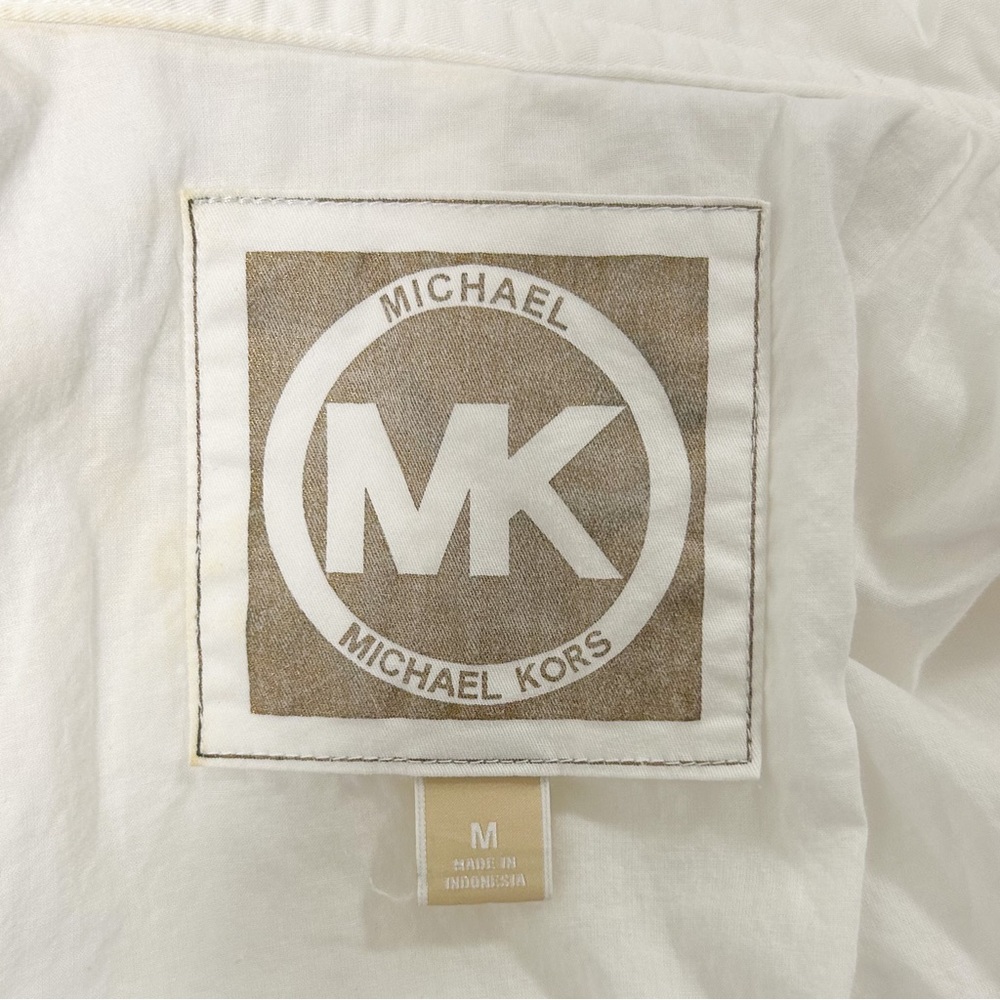 Michael Kors MK White Gold Tone Studded Zip Up Elastic Waistband Jacket Medium - Picture 9 of 12